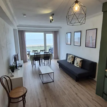 Vernieuwd 1-slaapkamer appartement, frontaal zeezicht met terras